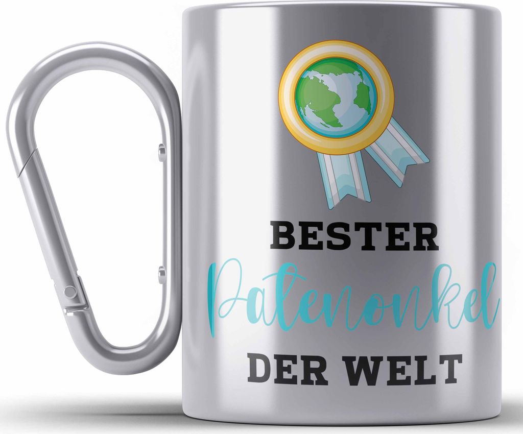 Trendation - Bester Patenonkel Der Welt Edelstahl Tasse Karabiner Geschenk Geburtstag Weihnachten Lustig Geschenkideen von Nichte Lieblings Patenon...