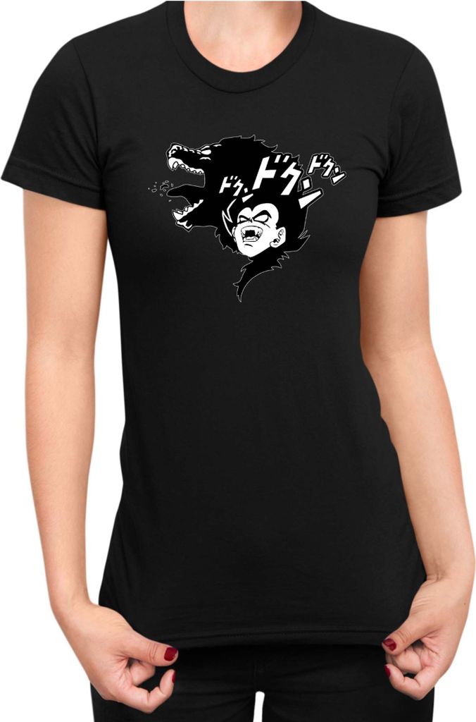 Damen T-Shirt Dragon Anime Manga Ball Z Vegeta Beast 01, Lady L / Schwarz