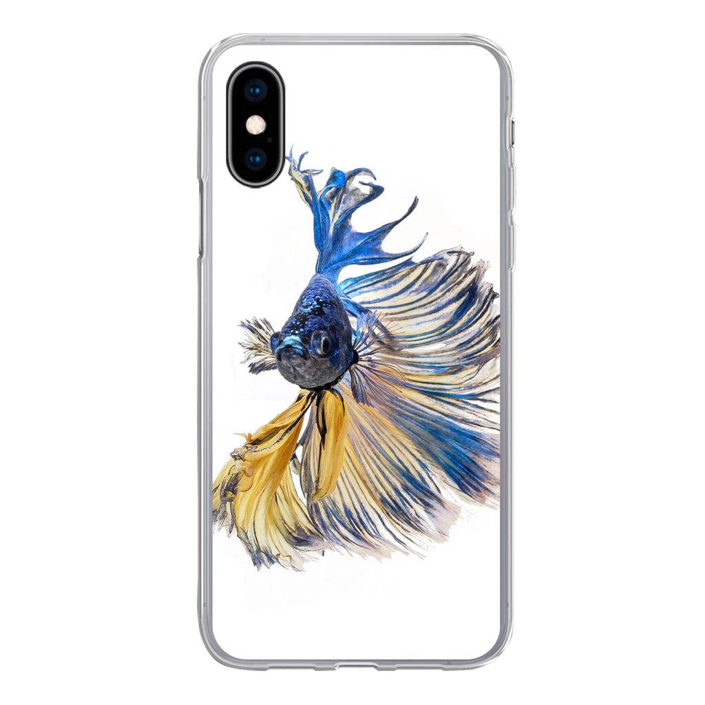 MuchoWow Handyhülle Schutzhülle Hülle für iPhone X Fisch - Schwanz - Blau Silikon Softcase Handy Hülle - Handyhülle