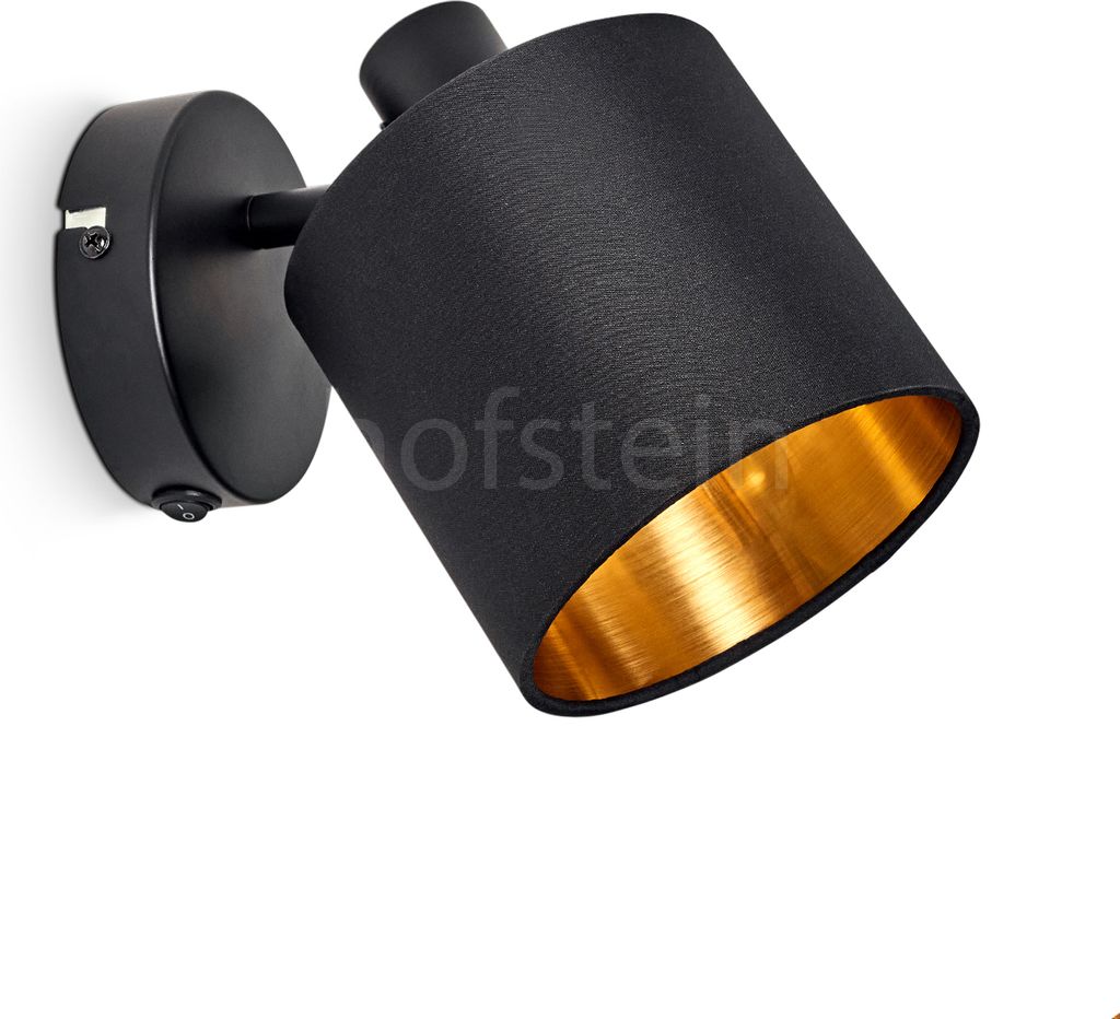 Costa moderne Wandlampe aus Metall/Stoff in Schwarz/Goldfarben