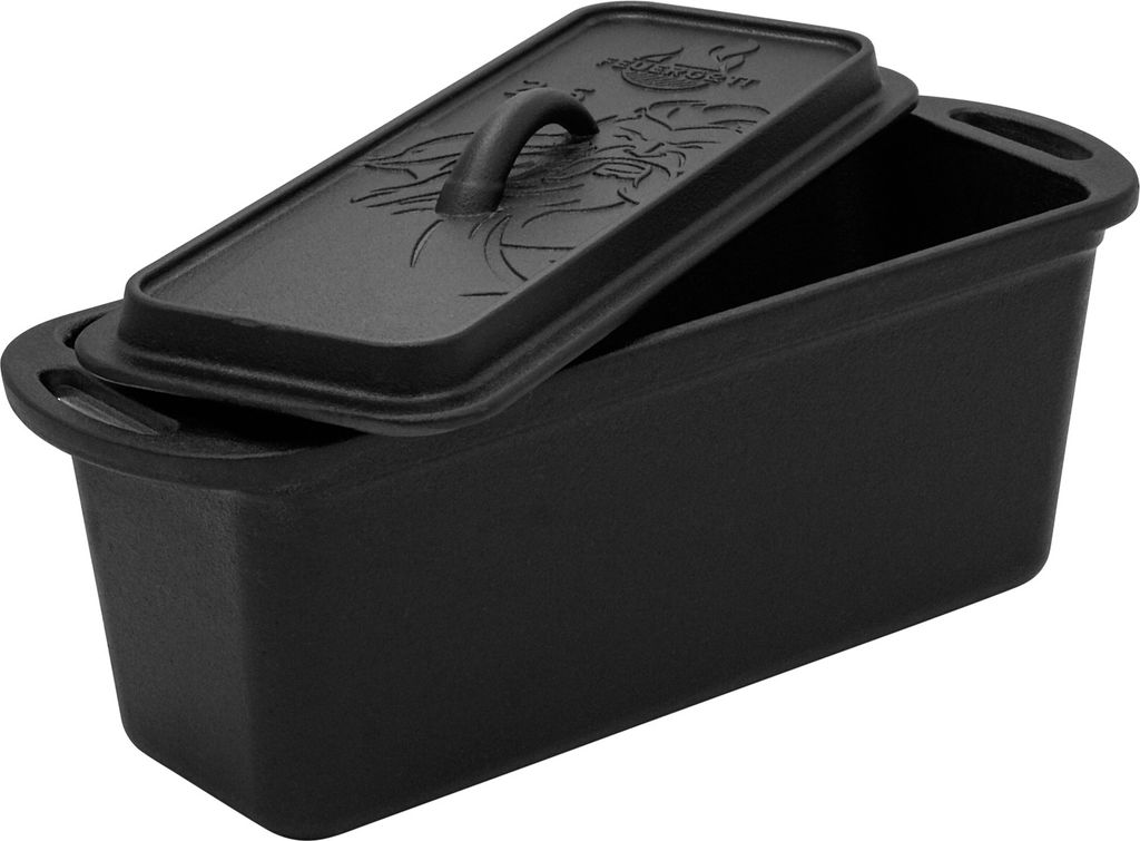 Gusseisen Kastenform Serie 2.5, vorbehandelt, für Camping, Ofen, Grill & heiße Kohlen, Deckel mit Backofen-Effekt