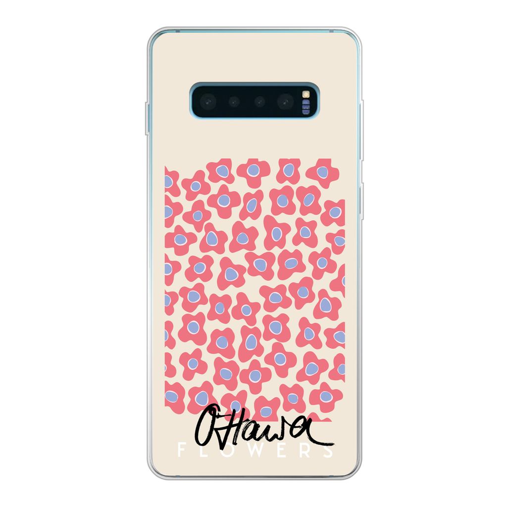 MuchoWow Handyhülle Schutzhülle Hülle für Samsung Galaxy S10 Plus Blume - Muster - Rosa Silikon Softcase Handy Hülle - Schutzhülle