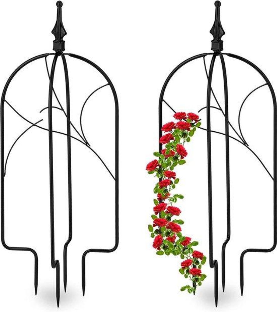 Klimplantgeleider set van 2 - 66 x 26 x 26 cm - metaal - zwart