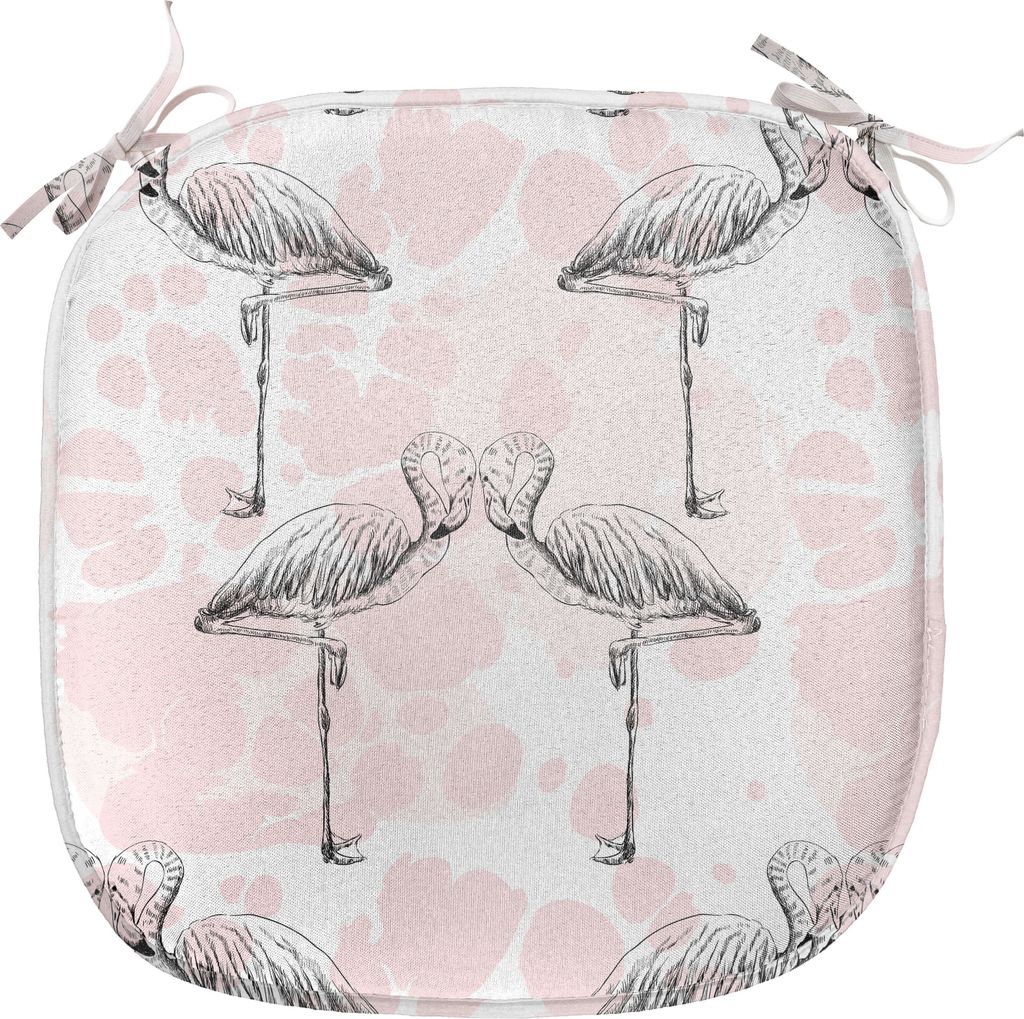 ABAKUHAUS Romantisch Polster für Esszimmerstühle, Herz-Liebe Valentines, Dekoratives wasserfestes Kissen mit Riemen für Küchensitze, 40 cm x 40...