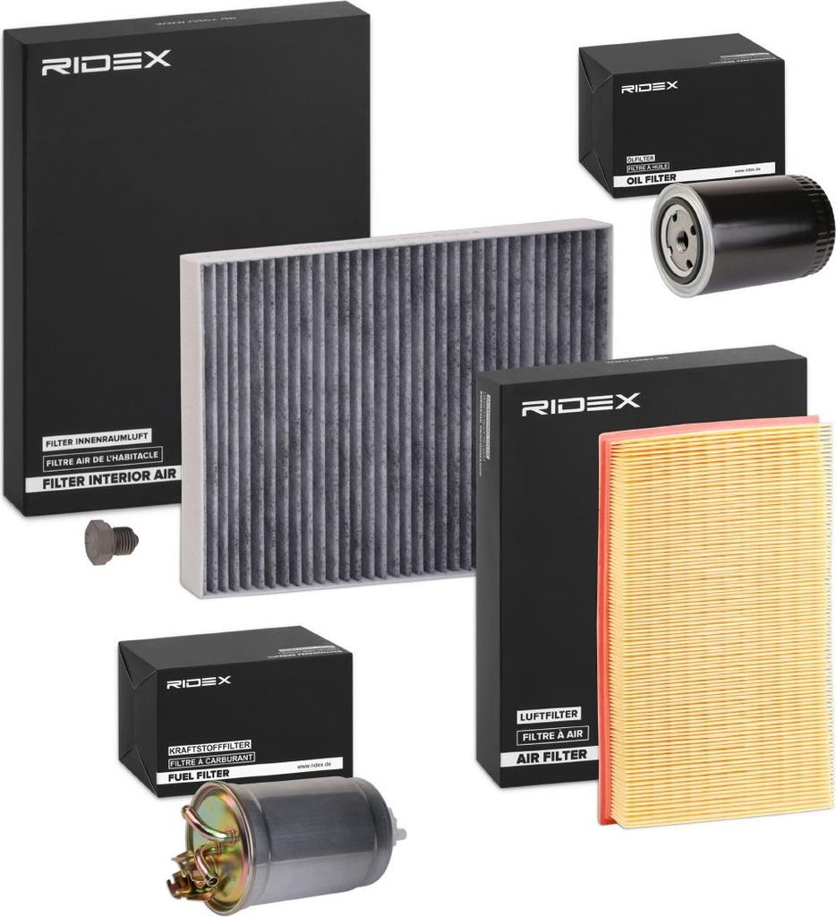 RIDEX Filterset Inspektionspaket Filtersatz für VW GOLF III (1H1) Golf III Cabrio (1E7) GOLF III Variant (1H5) Caddy II Kastenwagen (9K9A) Vento (...