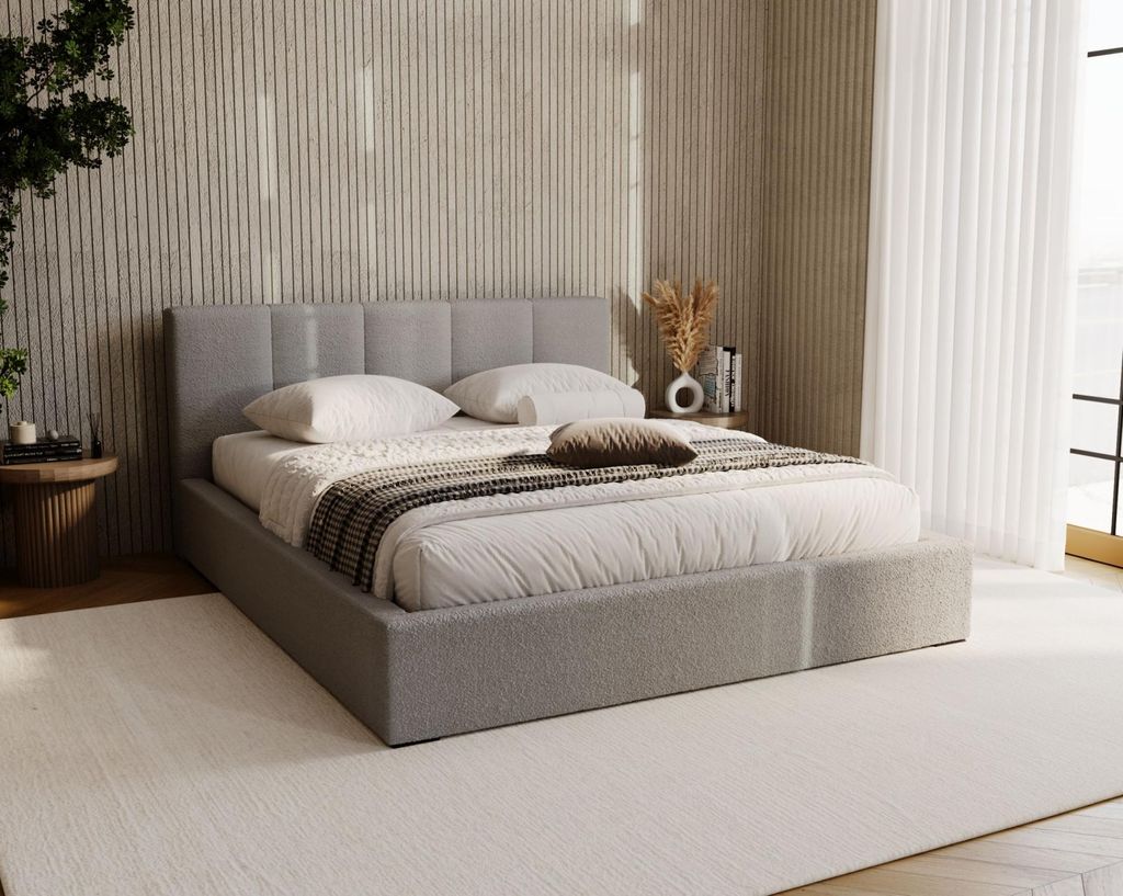 Polsterbett 120x200 NEUSA 2 mit Stauraum - grau