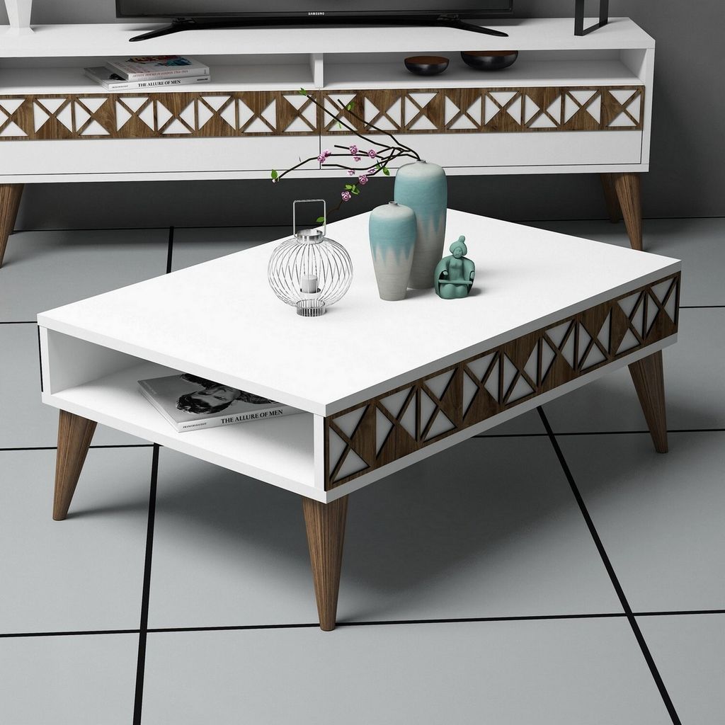Skye Decor, Line - White, Couchtisch, Weiß, 100 % MELAMINBESCHICHTETE SPANPLATTEN, 90 x 60 x 34,6 cm