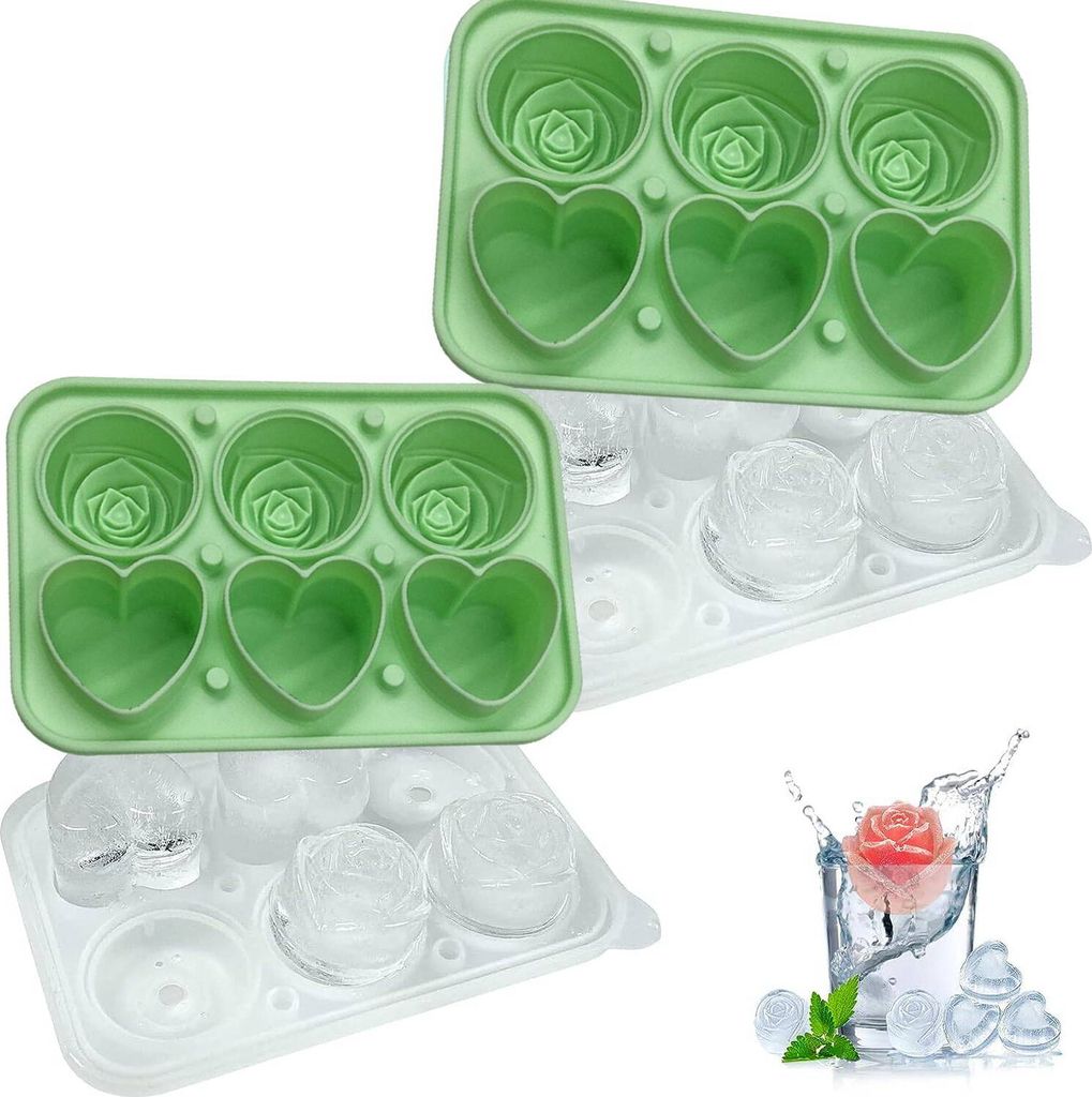 2x Silikon Eiswürfelform mit Deckel, Herzen, perfekt für Produktbild 