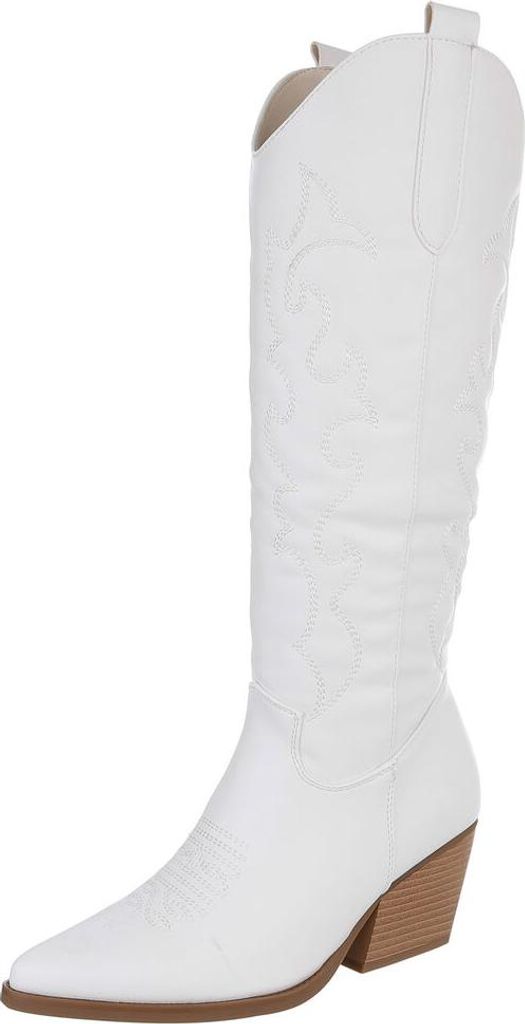 Ital-Design Damen Stiefel Lederoptik Western- & Bikerstiefel 90153166 Weiß Gr. 37