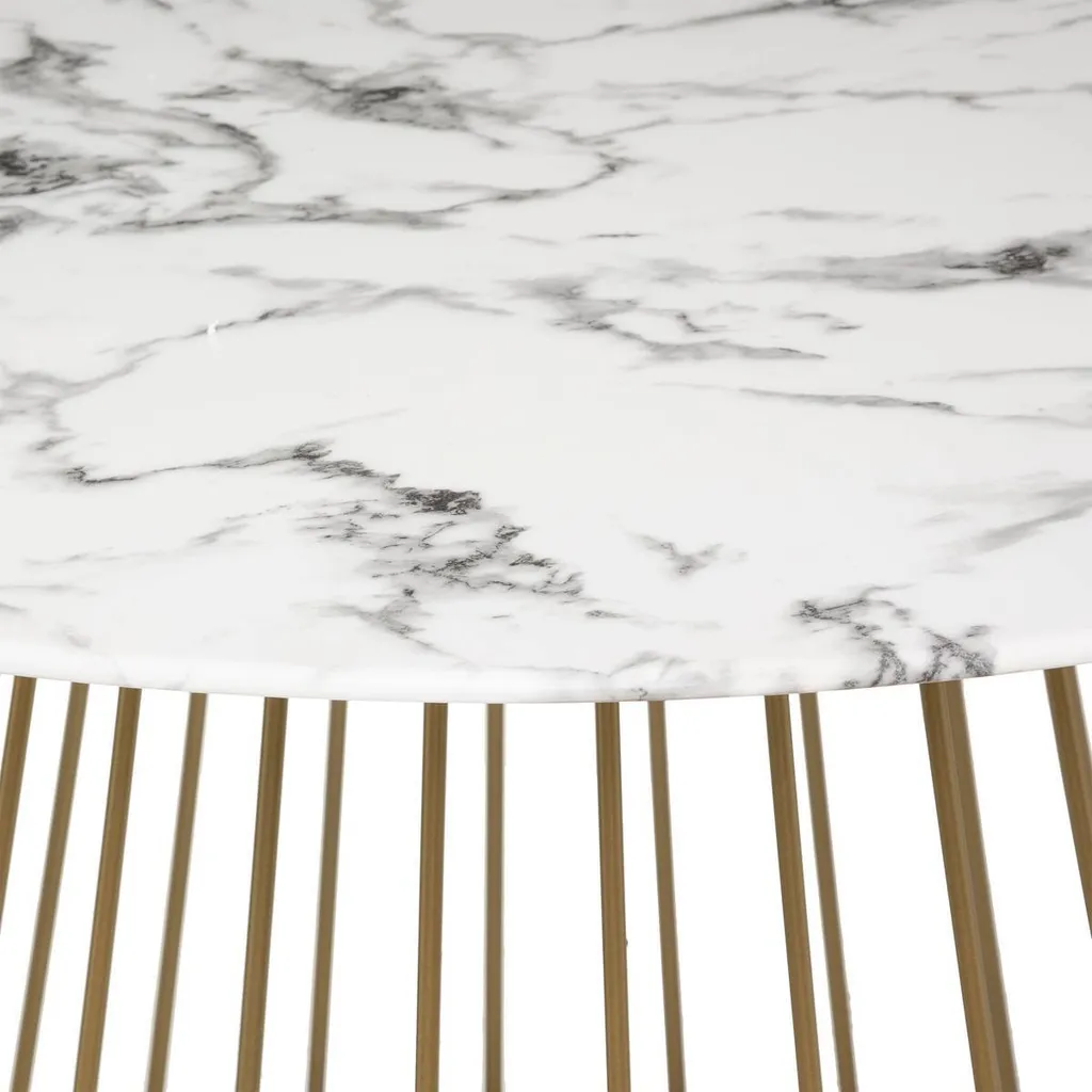 Table à manger Rayo blanche effet marbre doré Ø 120 cm - Atmosphera - 2