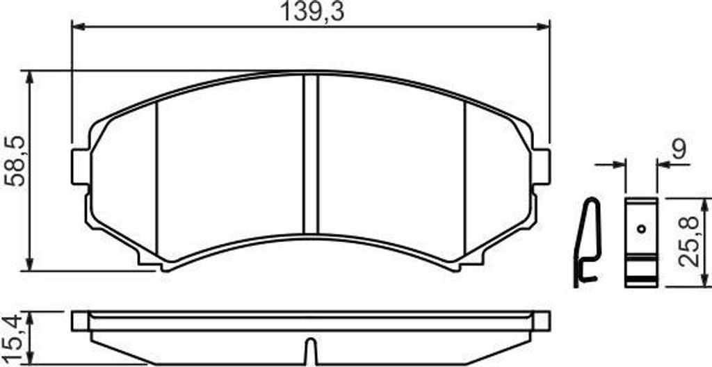 BOSCH 0 986 424 709 Bremsbelagsatz, Scheibenbremse OE SHY63323Z kompatibel mit Grandis, Pajero