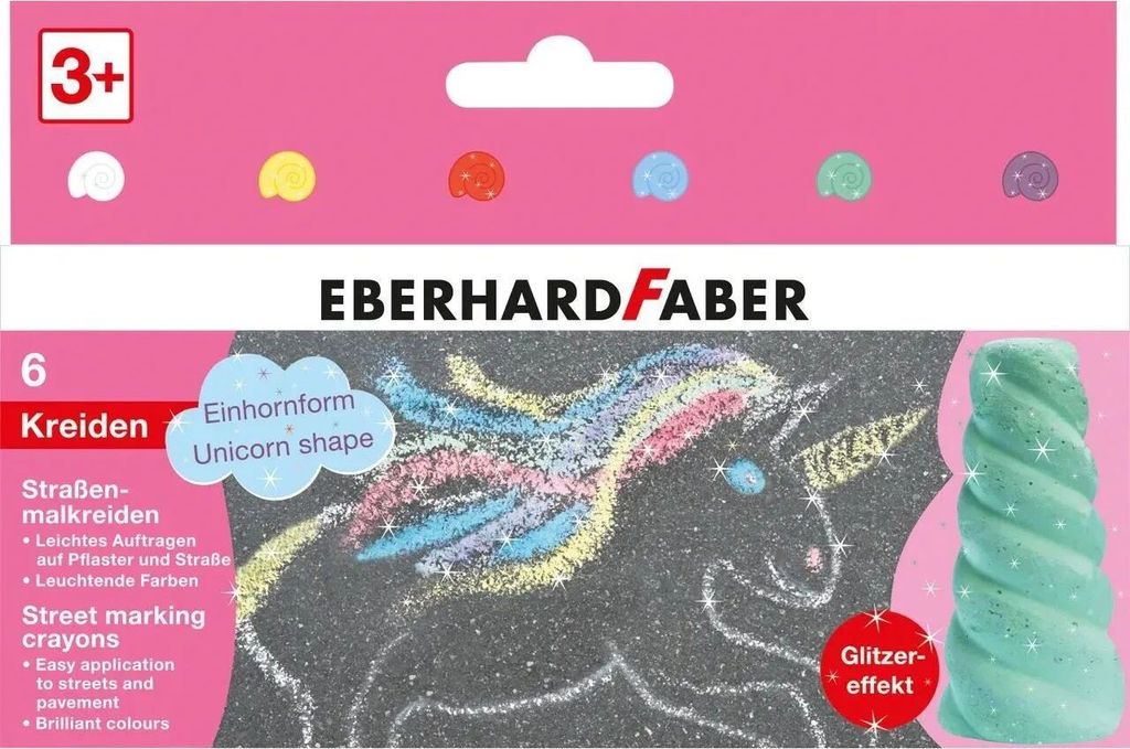 Straßenmalkreide - 6er Kartonetui Einhornform mit Produktbild 