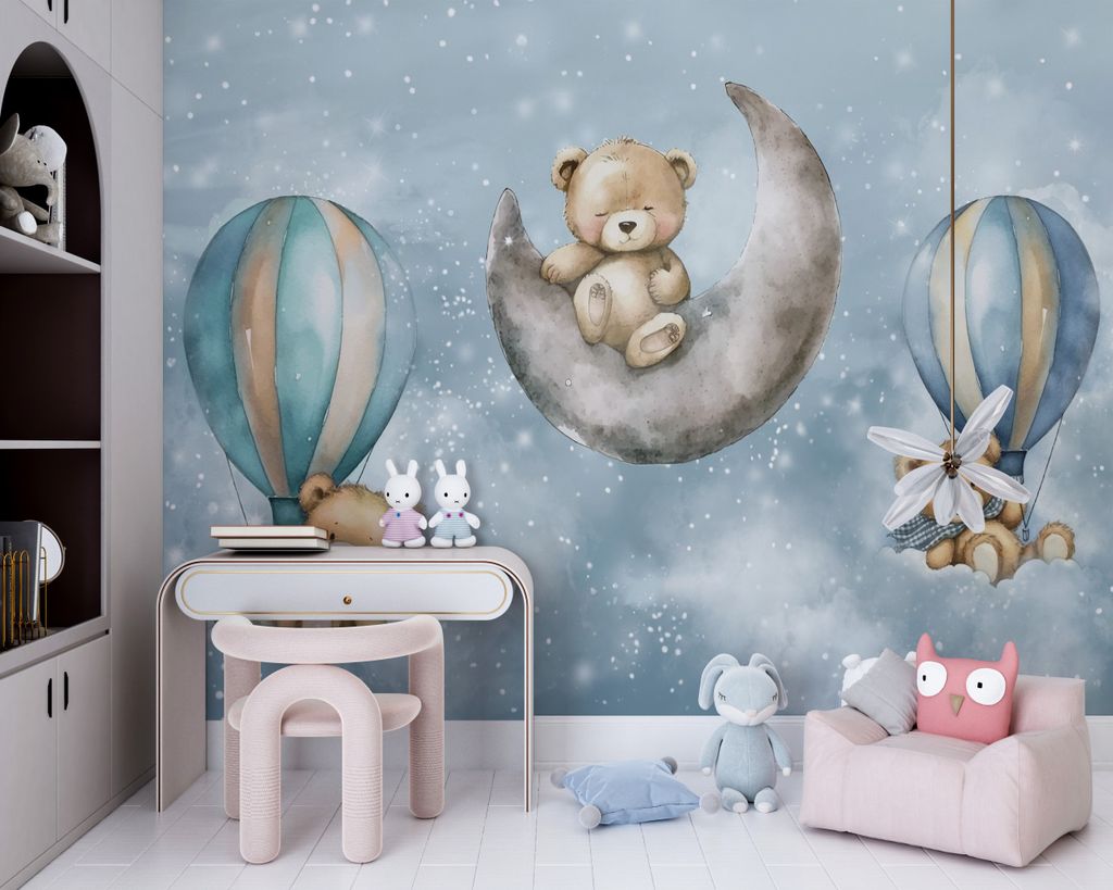 DECO WALLS Fototapete Kinderzimmer Niedliche Teddybären - Außergewöhnliche Haltbarkeit XXL 240x360 cm