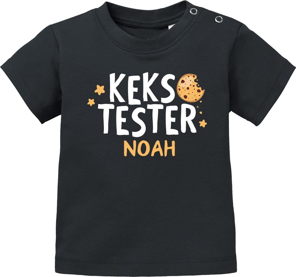 Baby Shirt kurzarm Kekstester mit Wunschname personalisiert Cookie Monster Weihnachten XMAS Outfit Babyshirt Jungen MoonWorks