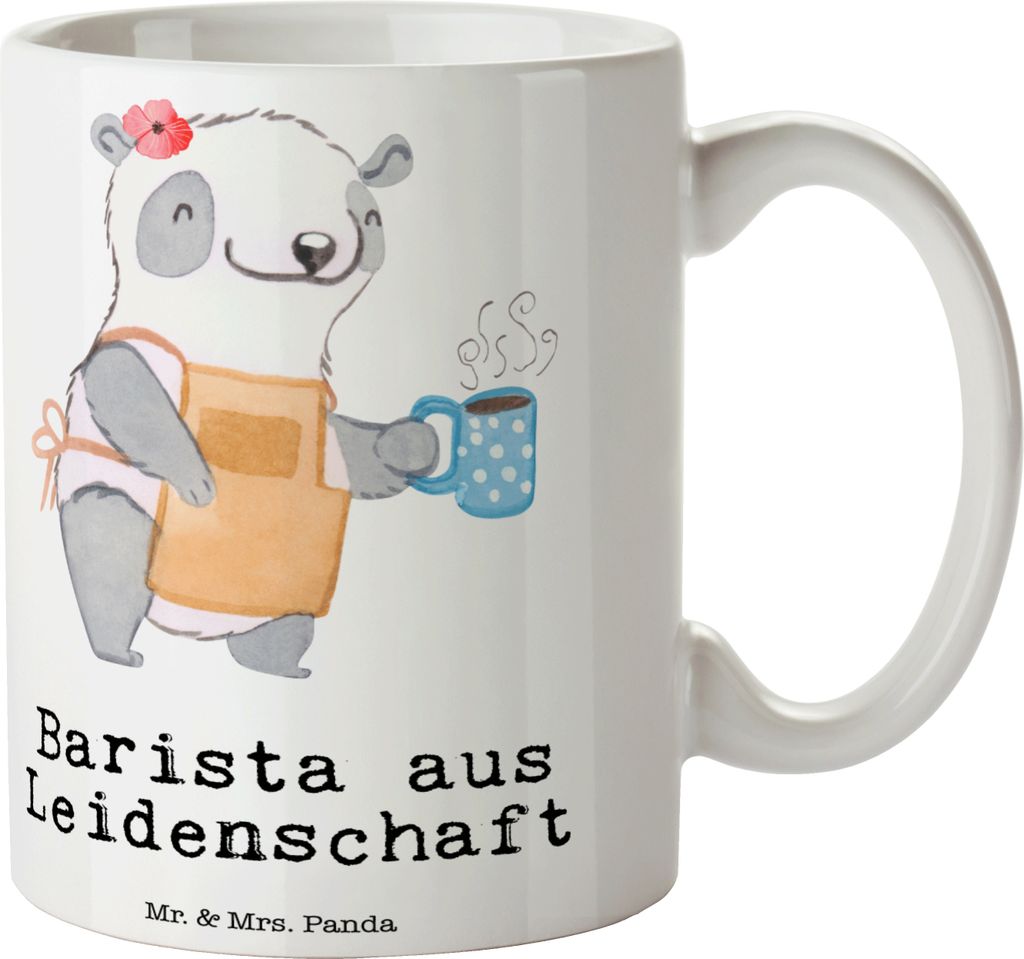 Mr. & Mrs. Panda Tasse Barista Leidenschaft - Weiß - Geschenk, Kaffee, Becher, Pott, Teetasse, Eröffnung Cafe, Kaffeebecher, schöne, Ausbildung
