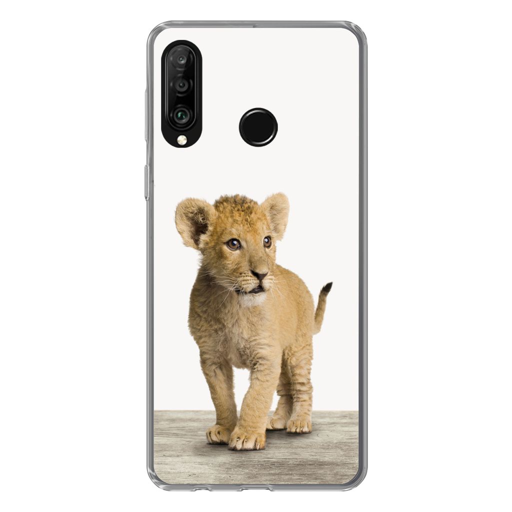 MuchoWow Handyhülle Schutzhülle Hülle für Huawei P30 Lite Löwe - Junge - Kinder - Jungen - Tiere - Mädchen Silikon Softcase Handy Hülle - ...