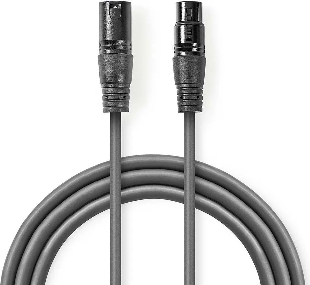 Cavo audio bilanciato | XLR 3 pin maschio | XLR 3 pin femmina | Nichelato | 15,0 m | Rotondo | PVC | Grigio scuro | Confezione regalo