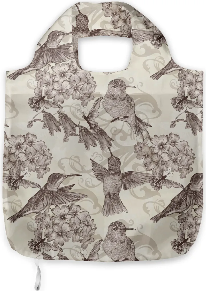 ABAKUHAUS Borsa Daily Beige | Stampa Kolibri & Fiori Antichi