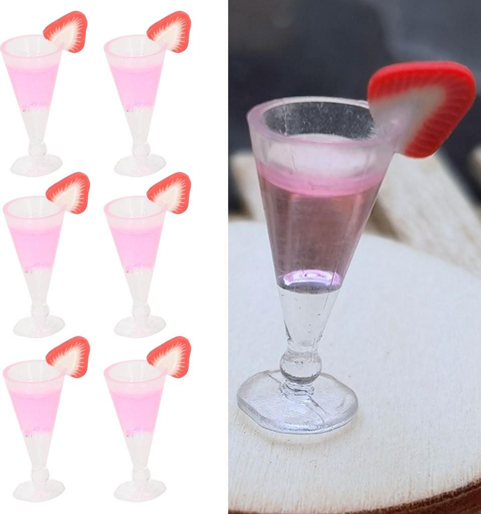 20 Stück Puppenhaus-Cocktailgläser, Simulationsszene, Maßstab 1:12, Mini-Spielzeug, Puppenhaus-Dekoration, Rosa