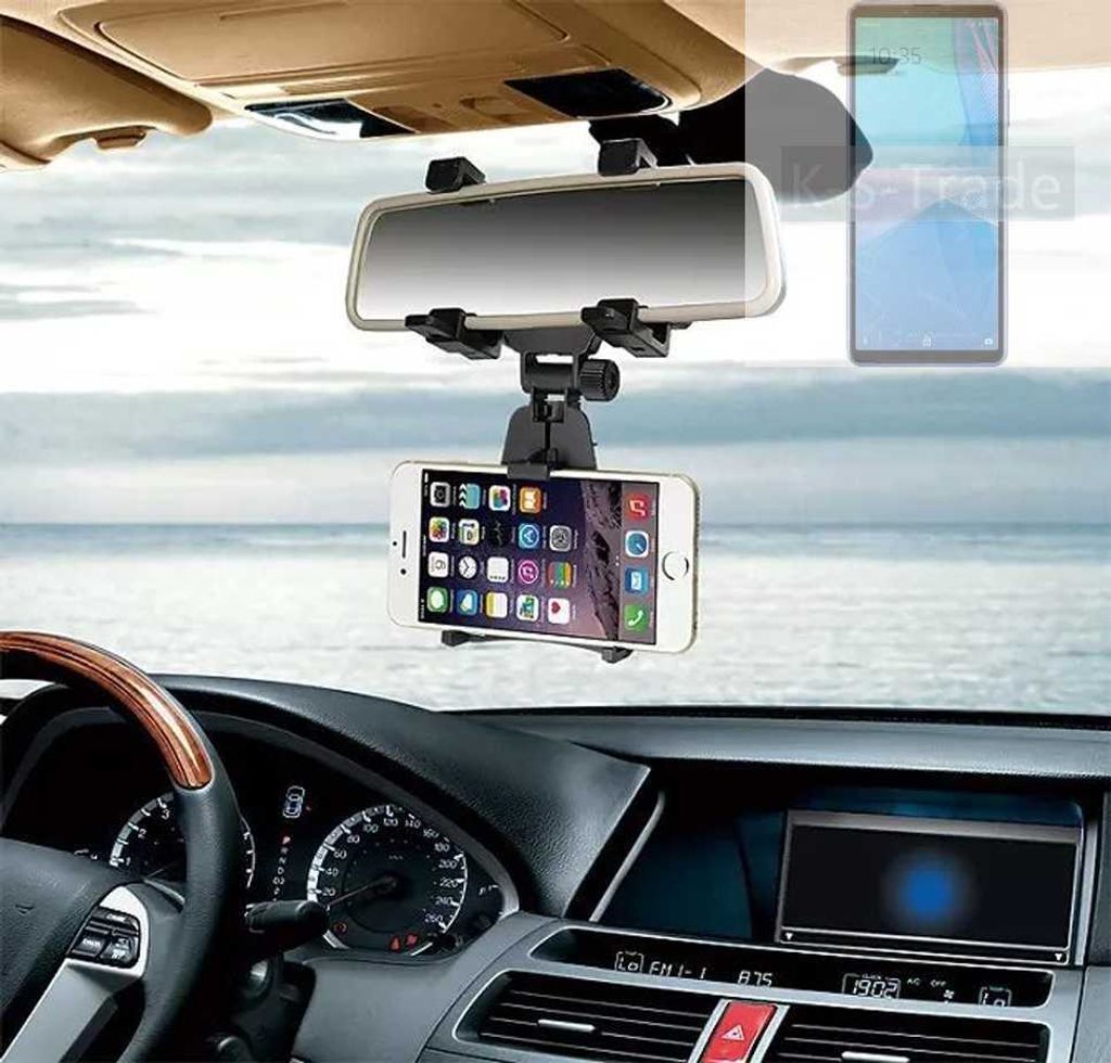K-S-Trade Smartphone Halterung kompatibel mit Sony Xperia 10 III Lite Rückspiegel Halterung schwarz Auto Halterung KFZ Halter