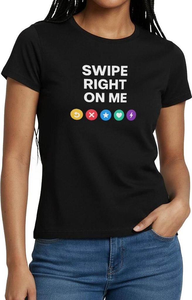 Spreadshirt Dating Swipe Fasching Kostüm Single Frauen T-Shirt, L, Schwarz