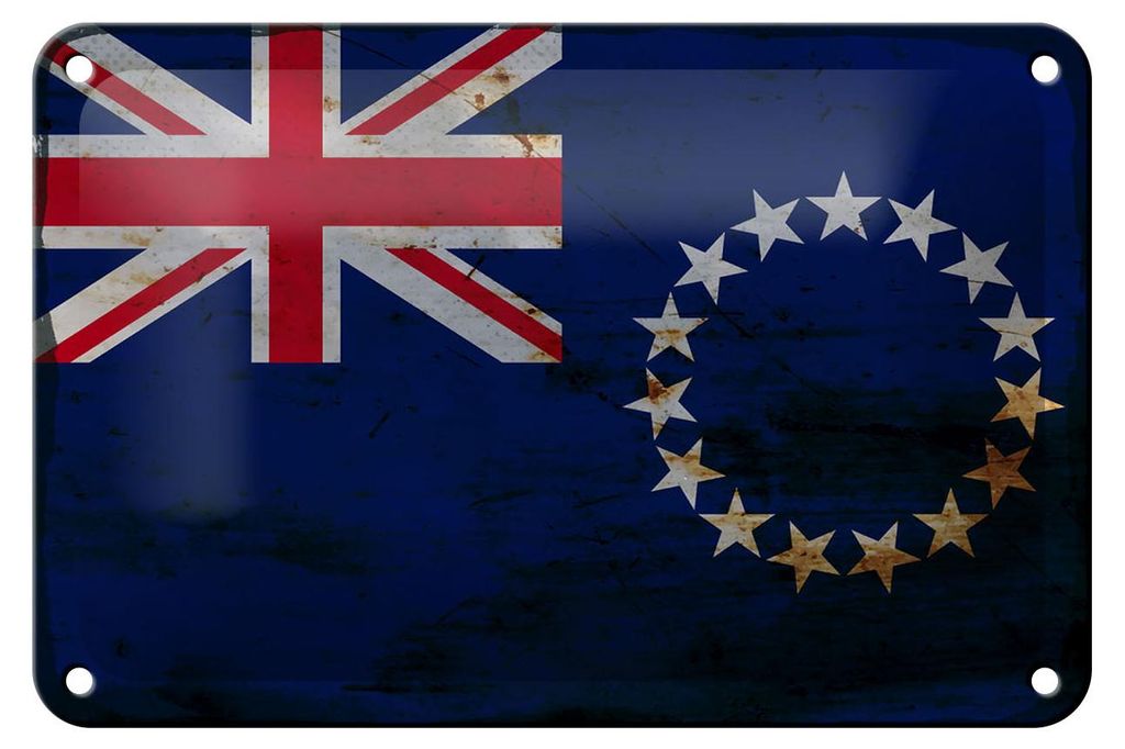 Blechschild Flagge Cookinseln 18x12cm Cook Islands Rost