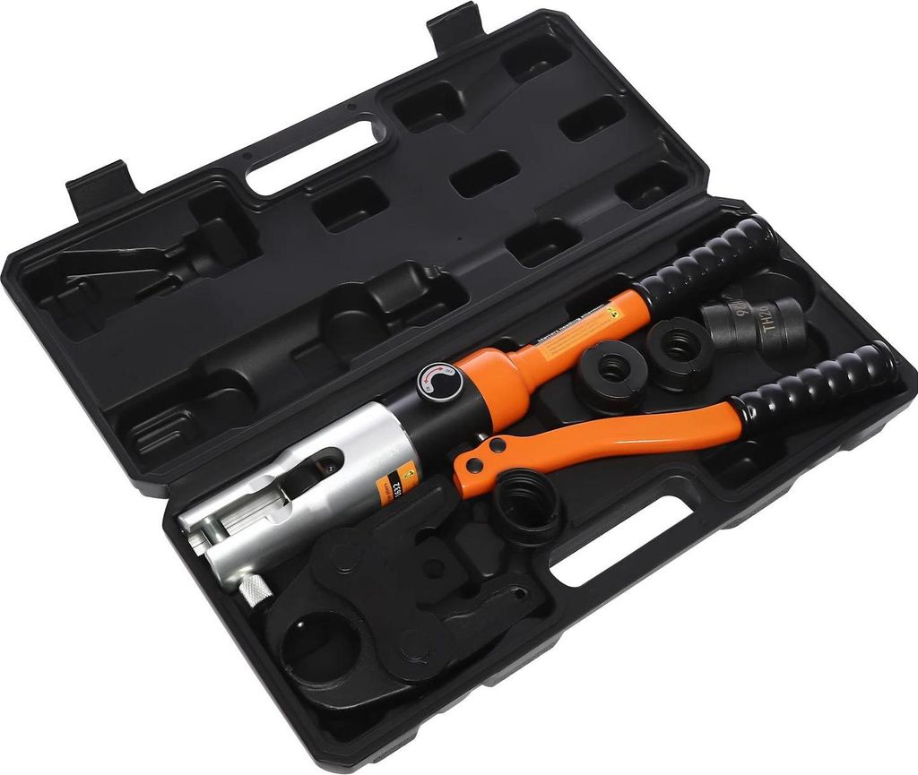 Professionelle Presszange - CW-1632 Hydraulisches Crimpwerkzeug - 10 T - 4 TH-Backen - Hub 20 mm - Loch 12 mm - Für PEX, PB und Alu-Verbundrohre -...