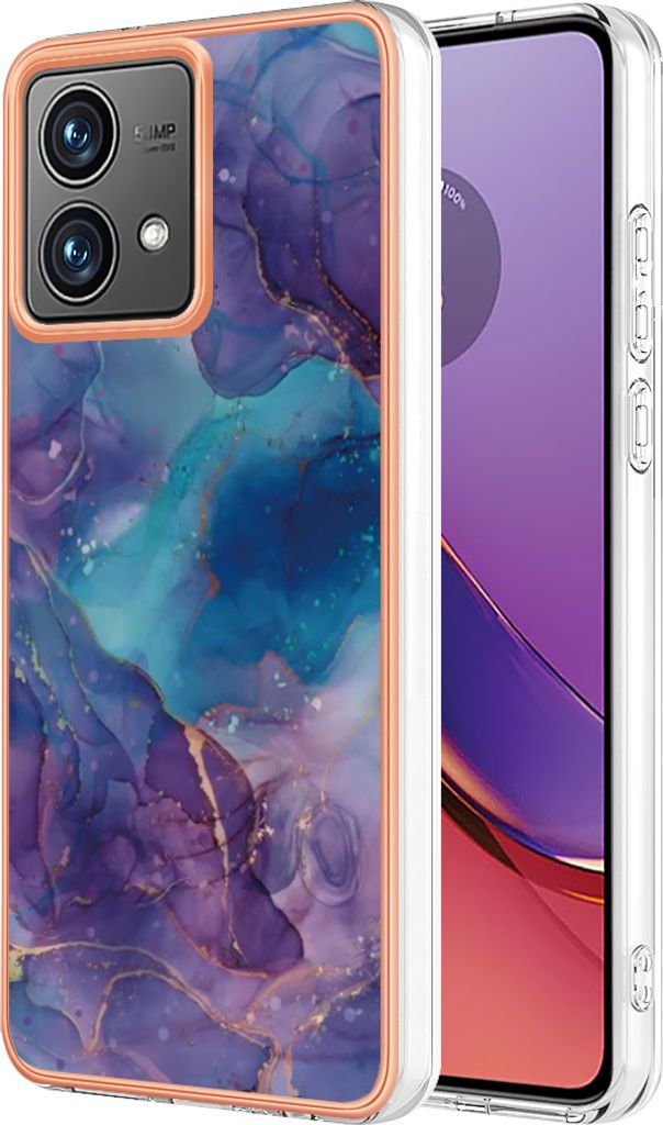 Hülle für Motorola Moto G84 Muster TPU Silikon Stoßdämpfer Bumper Schutzhülle Dunkelblau