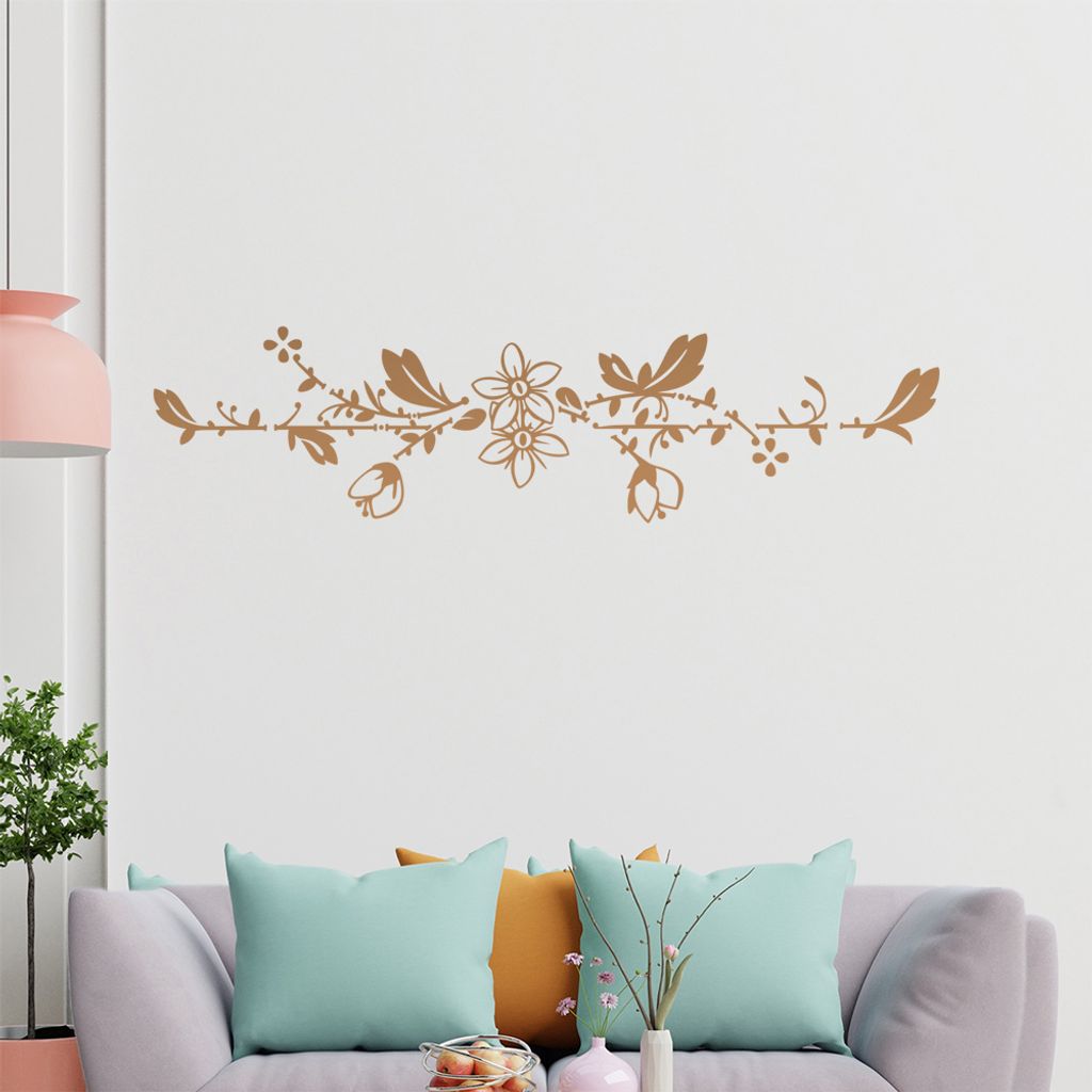 Blumenranke - Linien Wandtattoo in 6 Größen - Wandaufkleber Wall Sticker - Dekoration, Küche, Wohnzimmer, Schlafzimmer, Badezimmer
