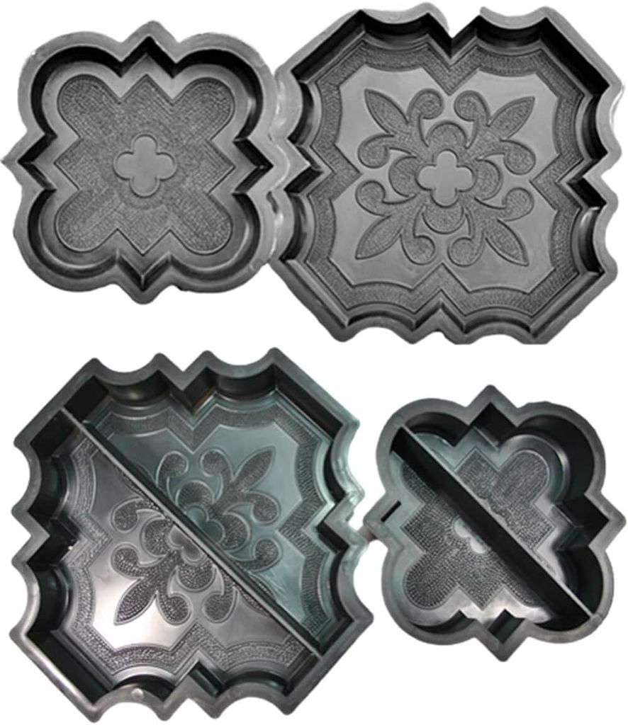 Schalungsformen / Kunststoff Formen Set: 4 Stück (2+2) französische Lilie "Orient" für Terrassen Platten