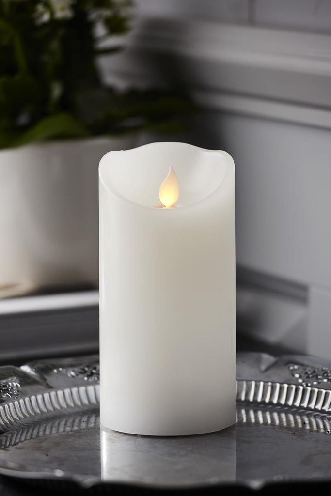 LED Echtwachs Kerze 13 x 8 cm mit beweglicher Flamme Gold Twinkle Flame 70322 