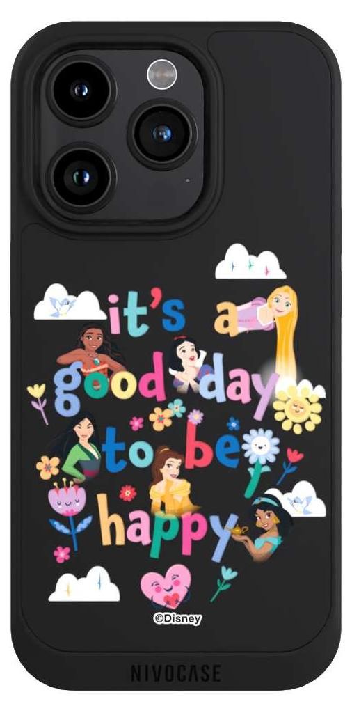 NIVOCASE Handyhülle für Apple iPhone 15 Pro Hülle NIVOpure Case Schwarz Disney Princess Offizielles Lizenzprodukt Prinzessin