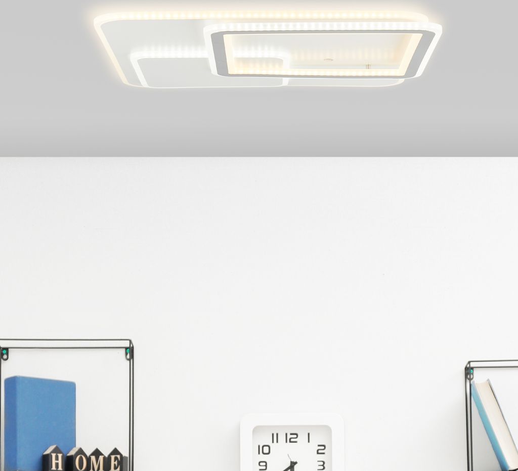 BRILLIANT LED Deckenleuchte Savare | moderne und dekorative Wandleuchte | 50x50cm | weiß/grau | CCT | Fernbedienung | 6100 lm | 3000 - 6500 K