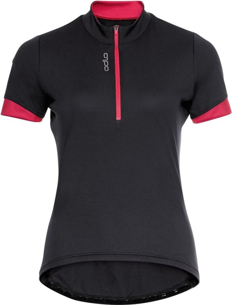 Odlo Women´s T-shirt 1/2 zip ESSENTIAL black paradise pink Produktbild 