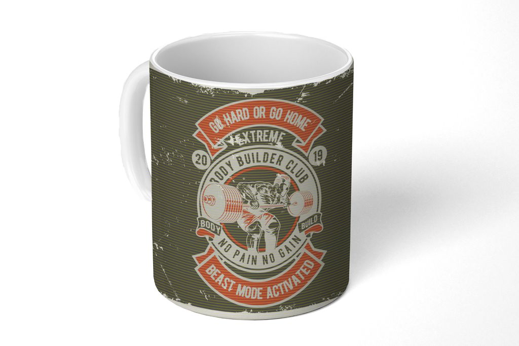 KitchenYeah Tasse Kaffeetasse Kaffeebecher 350 ml Mancave - Gewichte - Sport - Retro Teetasse - Fototasse - Becher - Keramikbecher - Teebecher - ...