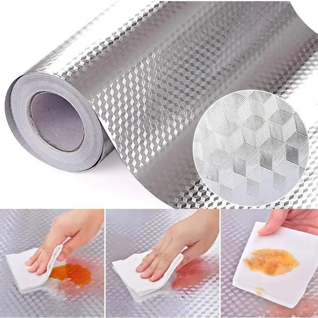 Küchentapete, ölbeständige Folie, selbstklebende Aluminiumfolie, wasserfest, hitzebeständig, abziehbare und wiederverwendbare Küchenrückwand,...