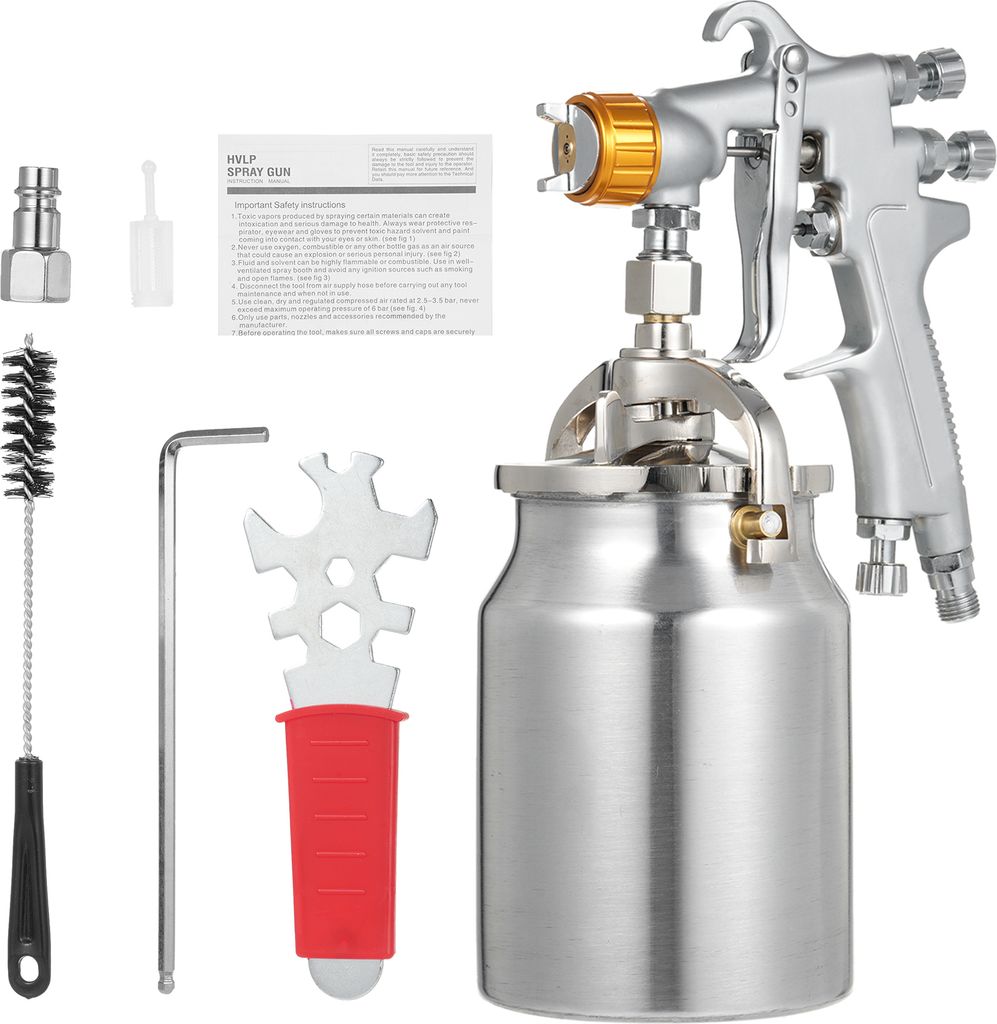 Auto-Chassis-Lacksprueher-Set, professionelles Spruehwerkzeug-Set, 1,7-mm-Duesen, Auto-Farbspritzer mit 1000-cc-Fluessigkeitsbecher, Mini-Hand-Luft...