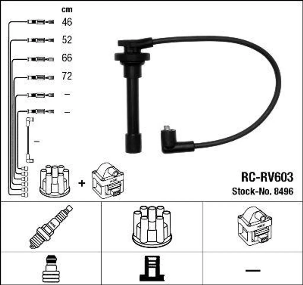 Jeu de fils de bougies NGK 8496 haute tension pour Civic et Accord 16V