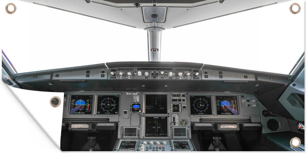 MuchoWow 160x80 cm Outdoor-Poster Gartendeko Sichtschutz Garten Poster für den Garten Ein Cockpit-Trainer für ein großes Verkehrsflugzeug