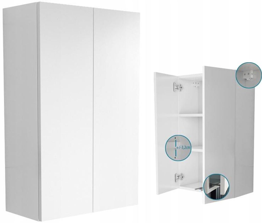 szafka łazienkowa 50 x 80cm wisząca do łazienki cała biała Zdjęcie produktu 