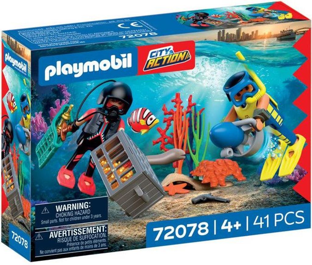 PLAYMOBIL Polizisten Taucher und Schatz, Taucherpolizei, Unterwasser Schatzsuche, Abenteuer Set