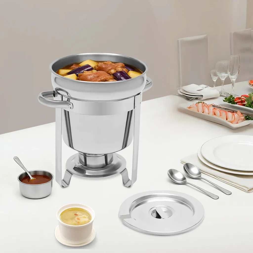 Marmite à soupe électrique 7L en acier inoxydable gris clair robuste