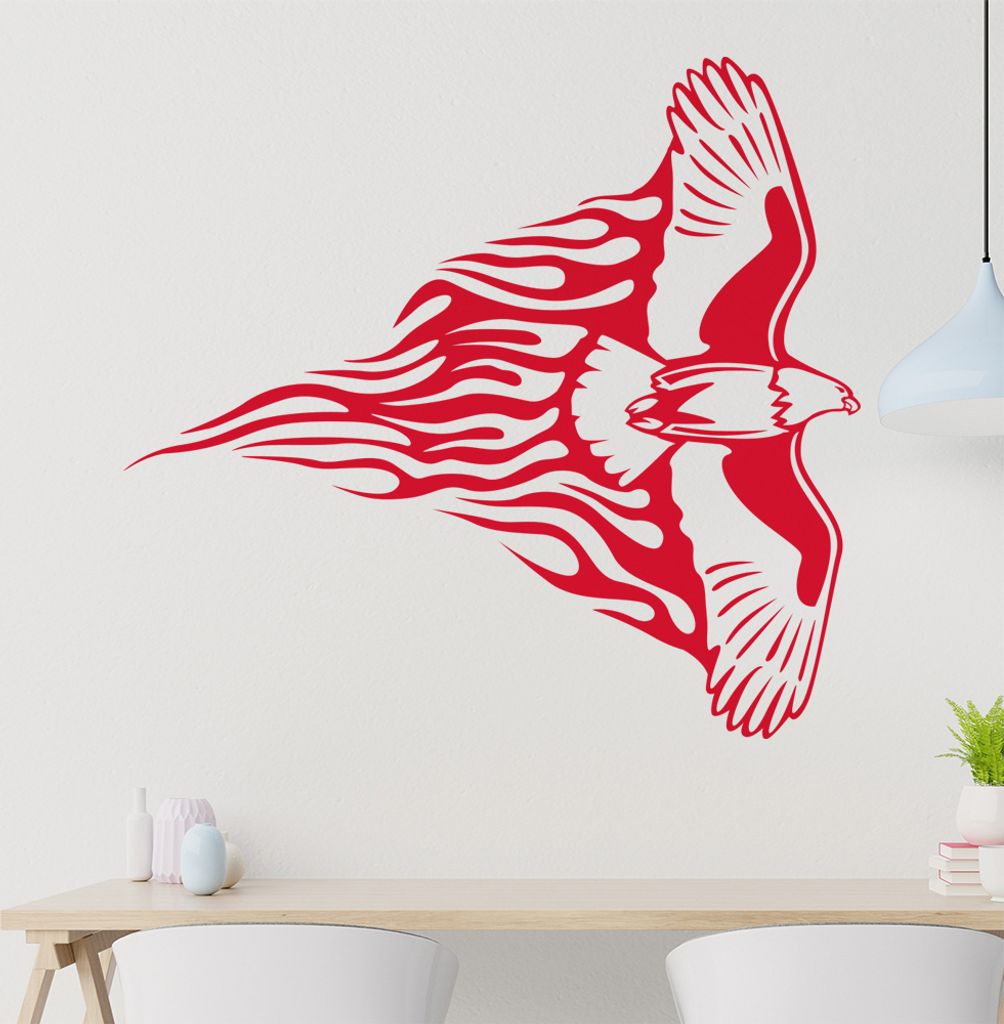 Flammen Adler Wandtattoo in 6 Größen - Wandaufkleber Wall Sticker - Dekoration, Küche, Wohnzimmer, Schlafzimmer, Badezimmer