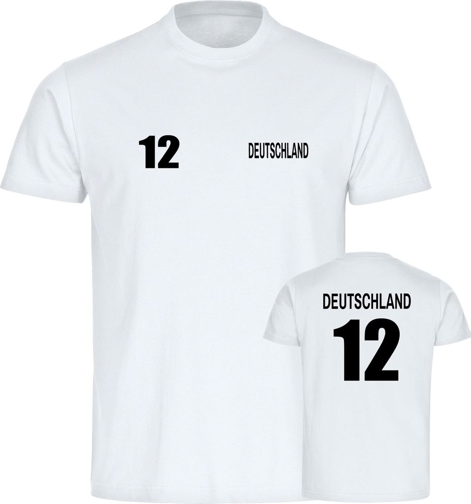multifanshop Kinder T-Shirt - Deutschland - Trikot Nummer 12, weiß, Größe 164