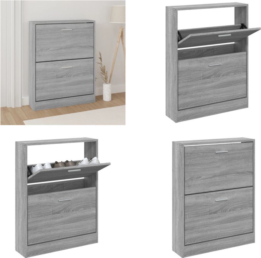 vidaXL Schuhschrank Grau Sonoma 59x17x81 cm Holzwerkstoff - Schuhregal - Schuhregale - Schuhaufbewahrung - Schuhschrank