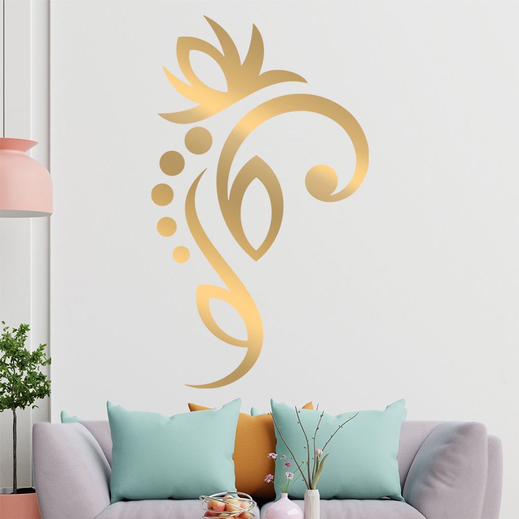 Blume - Linien Punkte Wandtattoo in 6 Größen - Wandaufkleber Wall Sticker - Dekoration, Küche, Wohnzimmer, Schlafzimmer, Badezimmer