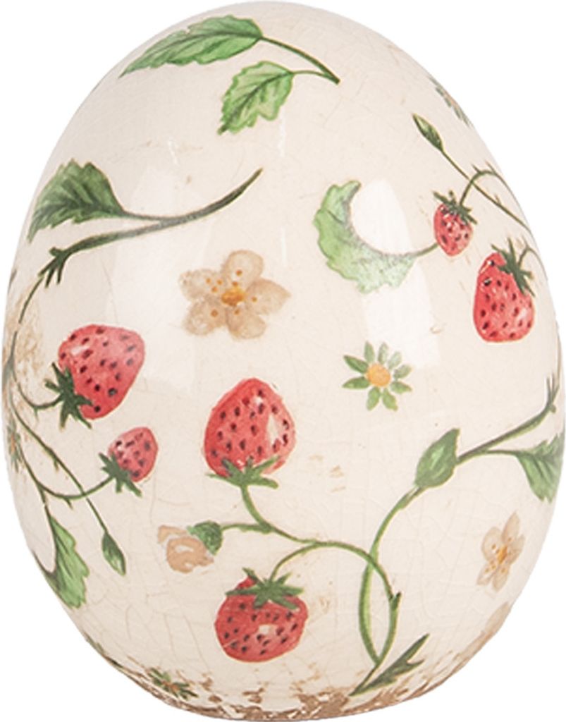 Clayre & Eef Figurka Jajko Ø 10x12 cm Beżowo-czerwone Zdjęcie produktu 