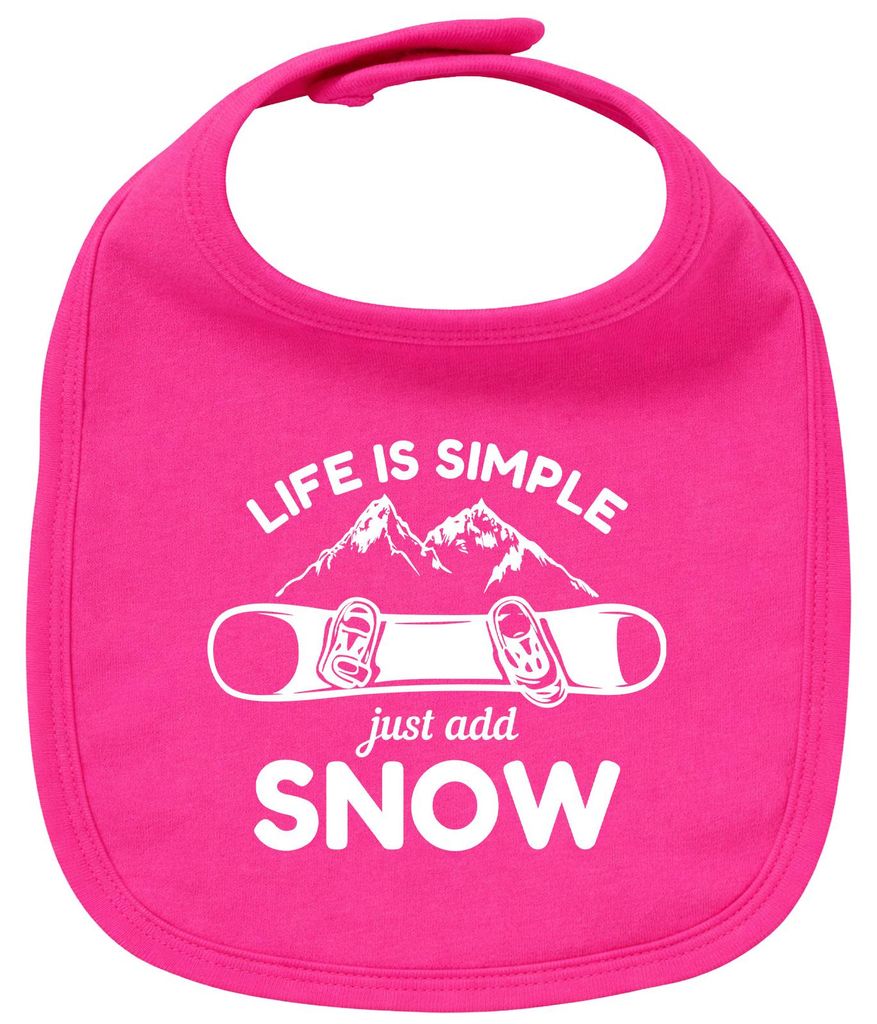 Huuraa Baby Lätzchen Snowboard Just add snow Cherry Pink Klettverschluss Baumwolle Latz Geschenkidee