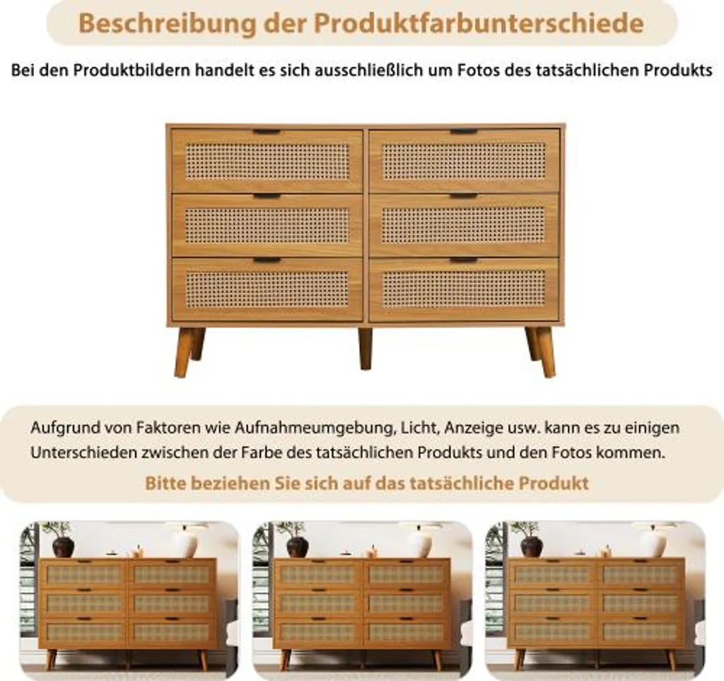 Grande Commode AIORBER 120cm : Solution de Rangement Stable en Noyer