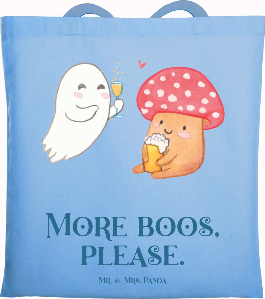 Mr. & Mrs. Panda Shopping Tasche Gespenst Prost - Sky Blue - Geschenk, Jutebeutel, Beutel, Fliegenpilz, Pils, Dekoration, Sekt, Tote Bag, Schultasc...